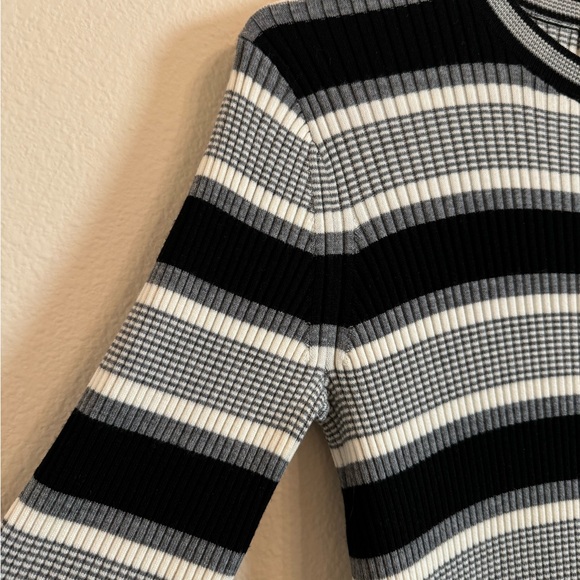 Theory Empire Wool Stripe Midi Dress Sweater Knit Dress - Picture 15 of 16